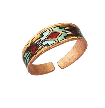 SW Native American Rings with Red and Blue Arrow, Handmade Copper Arrow Rings