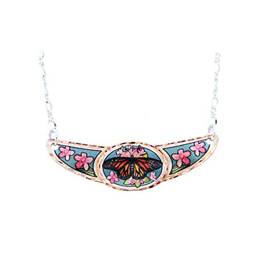 FRONT LINE JEWELRY Butterfly Choker-Butterfly & Flower Chocker Necklace for Women Handmade Copper Choker - Front Line Jewelry
