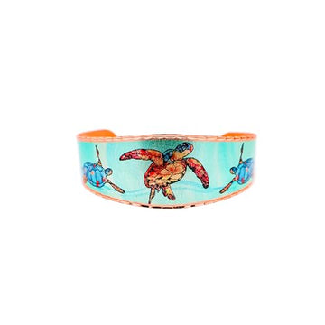 FRONT LINE JEWELRY Artisan-crafted Copper Sea Turtle Bracelets Whimsical Bracelets for Women Whimsical Art Sea Turtle Jewelry, Sea Turtle Gifts. - Front Line Jewelry