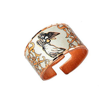 Artisan-crafted Copper Rings Flowers/Yin Yang/Daisy/Palm/Butterflies/Sugar Skull/Rose/Feathers/Frida/Cross/Angel Wide Cuff Rings for Unisex