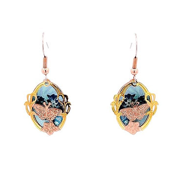 FRONT LINE JEWELRY Etched Copper Hummingbird Earrings Feature Gold-Tone Cutout Earrings in Dragonfly/Wolf/Eagle/Butterfly/Horse/Dolphin/Cat Nature Jewelry