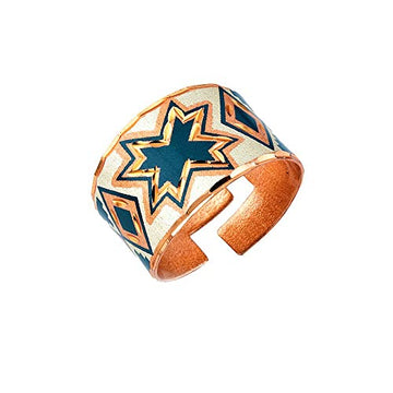 Adjustable Art Deco Rings for Men & Women, Native American Inspired Artisan Copper Rings Art Deco Jewelry Gifts
