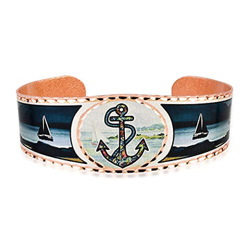 FRONT LINE JEWELRY Artisan-crafted Nautical Louisiana/Whimsical Copper Bracelets Cuff Art Bracelets Large Collection of Nautical Jewelry - Front Line Jewelry