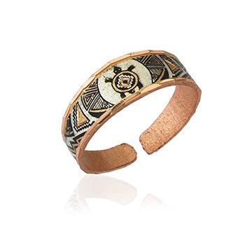 FRONT LINE JEWELRY Silver Tone Turtle Rings for Women Handmade Copper Sea Turtle Rings