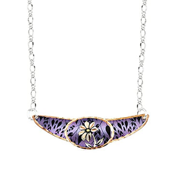FRONT LINE JEWELRY Purple Daisy Choker with Textured Purple Backdrop, Purple Daisy Jewelry - Front Line Jewelry