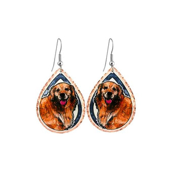 Artisan-crafted Copper Dog Earrings Showcase Teardrop Shaped Glodern Retriever Earrings for Dog Lovers- Hypoallergenic Earrings for Sensitive Ears (Golden Retriever)
