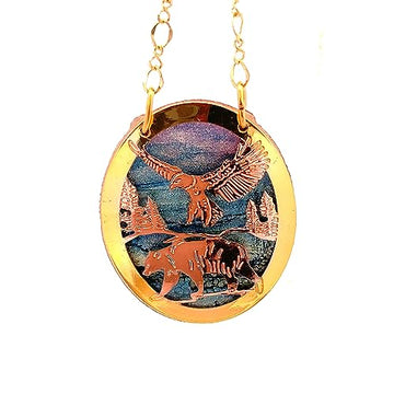FRONT LINE JEWELRY Etched Copper Necklaces in Butterfly/Dragonfly/Horse/Cat/Wolf/Hummingbird/Roadrunner/Elephant/Bear/Eagle Pendant Necklaces 3D Designs