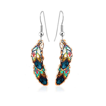 Bear Paw Copper Feather Earrings Two-Tiered Copper Native Feather Earrings Women, Handmade Feather Jewelry
