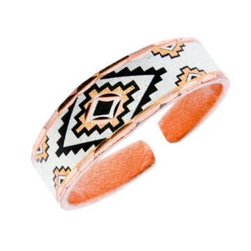 Silver Tone Native American Rings with Southwestern Motif-stepped Diamond Shaped, Handmade Copper Rings