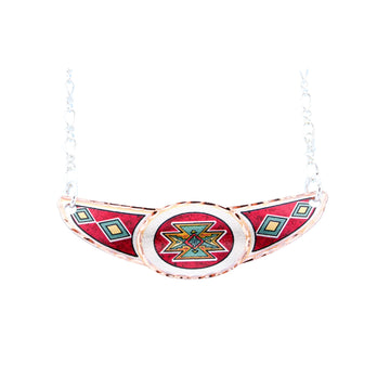FRONT LINE JEWELRY Native Choker- Colorful Burgundy and Green Southwest Motif Design Choker Necklace for Women - Front Line Jewelry