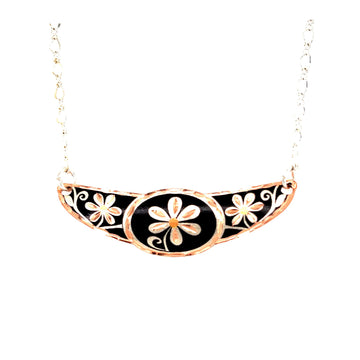 FRONT LINE JEWELRY Daisy Choker with Black Backdrop Handmade Copper Daisy Jewellery - Front Line Jewelry