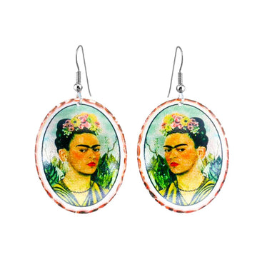 Front Line JEWELRY Frida Kahlo Earrings Feature Frida Kahlo Portrait Design Frida-Jewelry, Frida Kahlo Jewelry, Frida Kahlo Gifts. Frida Gifts - Front Line Jewelry