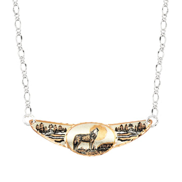 Wolf Choker Necklace Women Handmade Copper Howling Wolf Jewelry - Front Line Jewelry