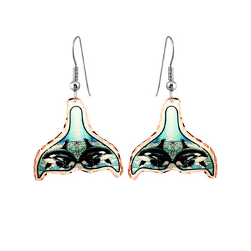 FRONT LINE JEWELRY Artisan-crafted Whale Tail Earrings Whale Earrings Orca Whale Earrings Killer Whale Earrings Orca Jewelry Whale Gifts