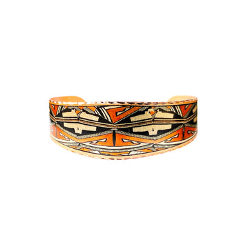 SW Native American Pueblo Bracelets Cuff Feature Open-Ended & Tapered with Pueblo Tribal Pattern- Pueblo Jewelry (Pueblo Cuff) - Front Line Jewelry