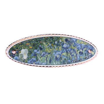Vincent Van Gogh Irises Flower Hair Clips- Copper Oval Shape Hair Accessories for Women (Irises) - Front Line Jewelry