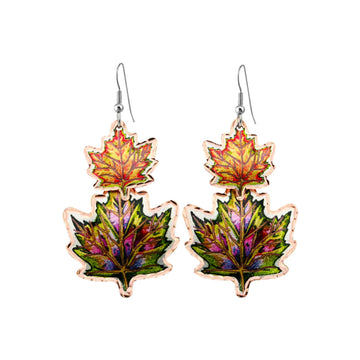 FRONT LINE JEWELRY Artisan Copper Canadian maple leaf earrings Canadian leaves autumn fall fashion earrings, Thanksgiving gifts - Front Line Jewelry