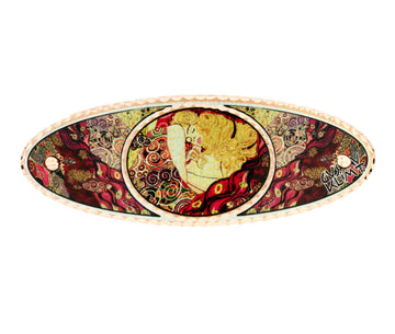 Gustav Klimt Painting Danae Art Hair Clips, Lady Hair hairclip, Copper Handmade Hair Accessories, French clip, oval shaped hair barrette hairpins for women. - Front Line Jewelry