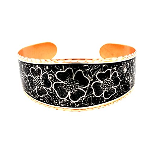 FRONT LINE JEWELRY Artisan-crafted Elegant Copper Bracelets Cuff Flower/Hummingbird/Leopard/Strawberry/Rose/Tie Dye Tapered Cuff Design