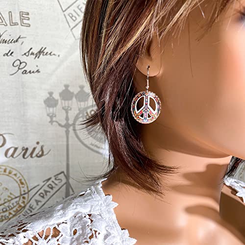 Beautifully Handcrafted Copper Peace Earrings Showcase a Bold and Unique Round Shape Peace Sign Design with Intricate Cut-Out Details.