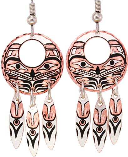 Northwest Native Totem Earrings of West Coast Earrings, Eagle Totem, Bear Totem, Raven Totem, Totem Mask, Wolf Haida Inian Jewelry