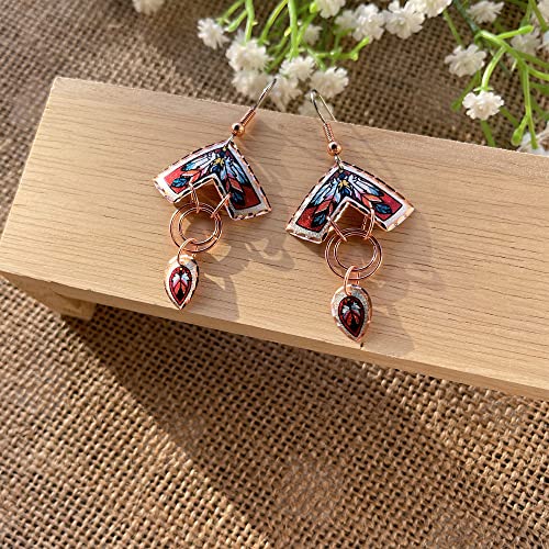 FRONT LINE JEWELRY Southwestern Earrings -Native American Copper Earrings with Copper Wire Embellishment Feature Three/Two-Tiered Southwestern Jewelry