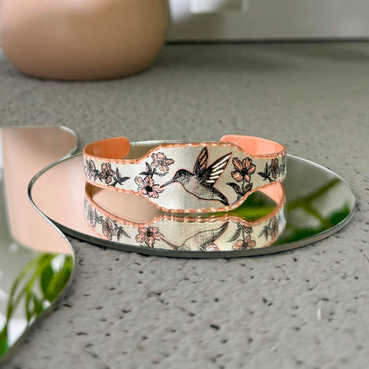 Hummingbird Cuff Bracelet, Copper Hummingbird Bracelet, Hummingbird Jewelry Gifts, Hummingbird Cuff, Adjustable Copper Cuff, Bird Gifts