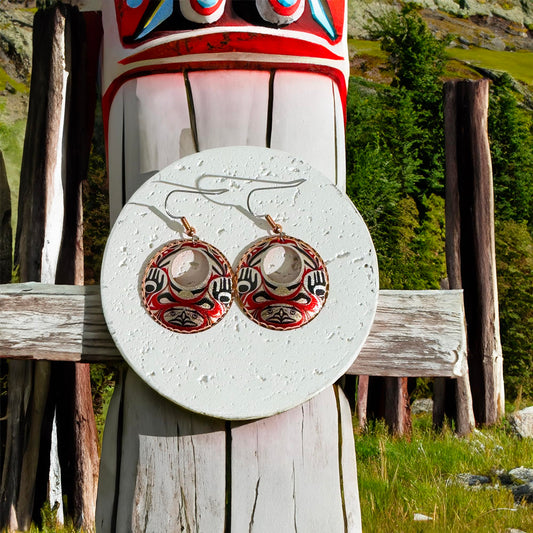 FRONT LINE JEWELRY Women's Totem Alaska Native Earrings Feature Circular Shape Unique Chic Haida Earrings Native American Tribal Earrings