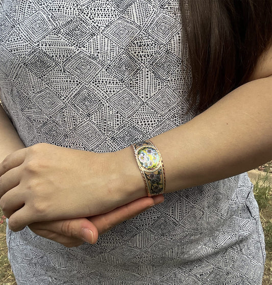 FRONT LINE JEWELRY Artisan-crafted Copper Bracelets Forget Me Not Bracelets Cuff Featuring  Alaska's State Blue Flower- Blue Flower Cuff