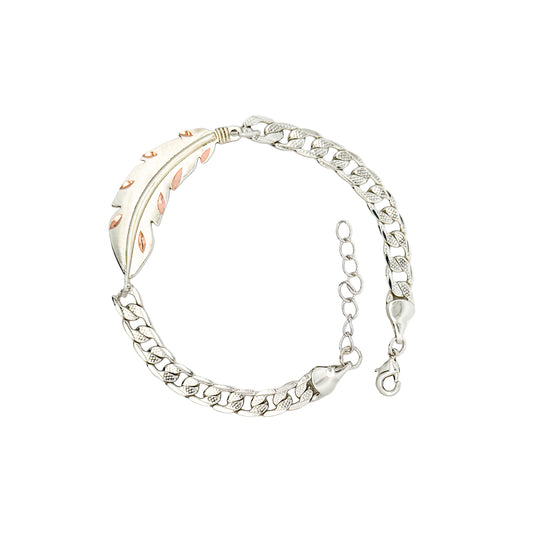 Silver chain bracelet on a white background


